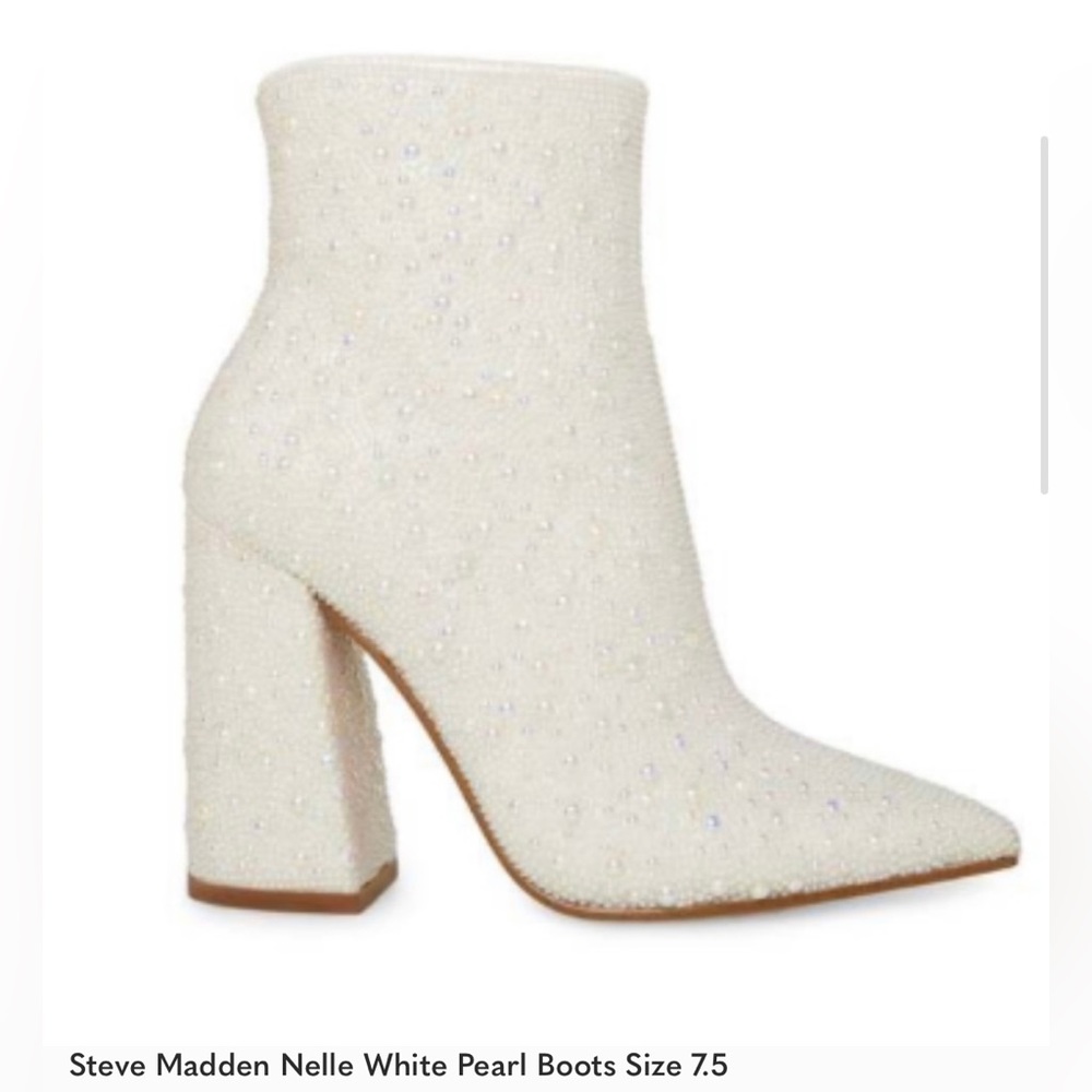 Steve Madden Nelle Pearl White Booties 7.5